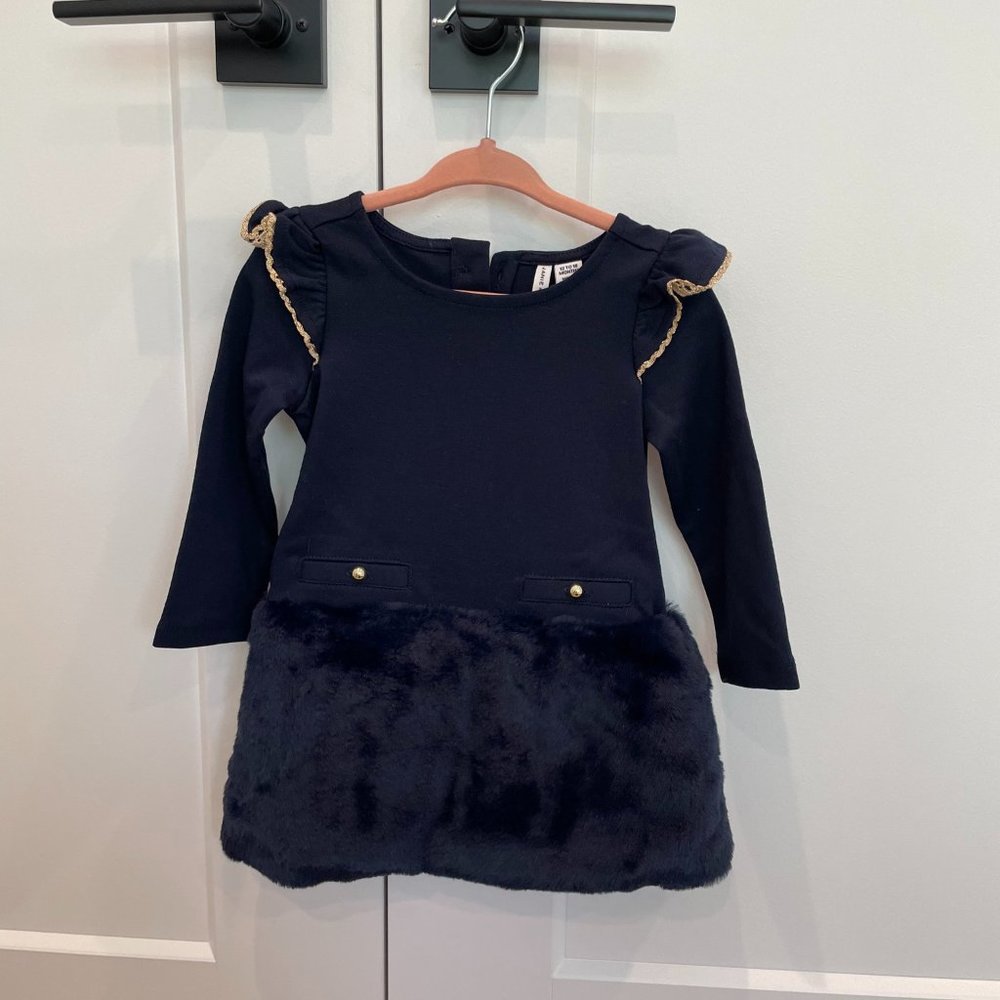 Navy Fur Dress